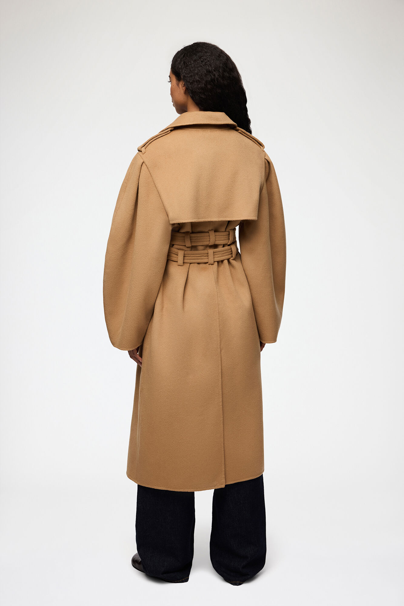 Manteau en laine double face, Wool, in colour Tiger's Eye - 3 - GANNI