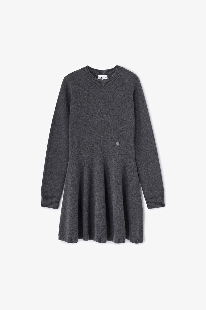 Grey Wool Mini Dress, Phantom