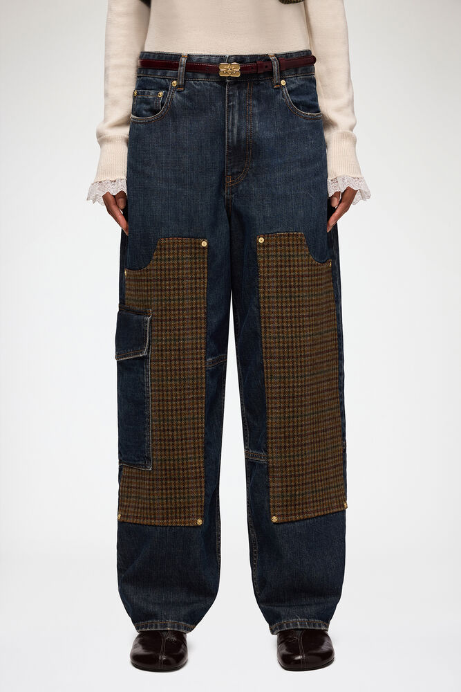 Audri Jeans in Textured Slub Denim, Dark Blue Vintage