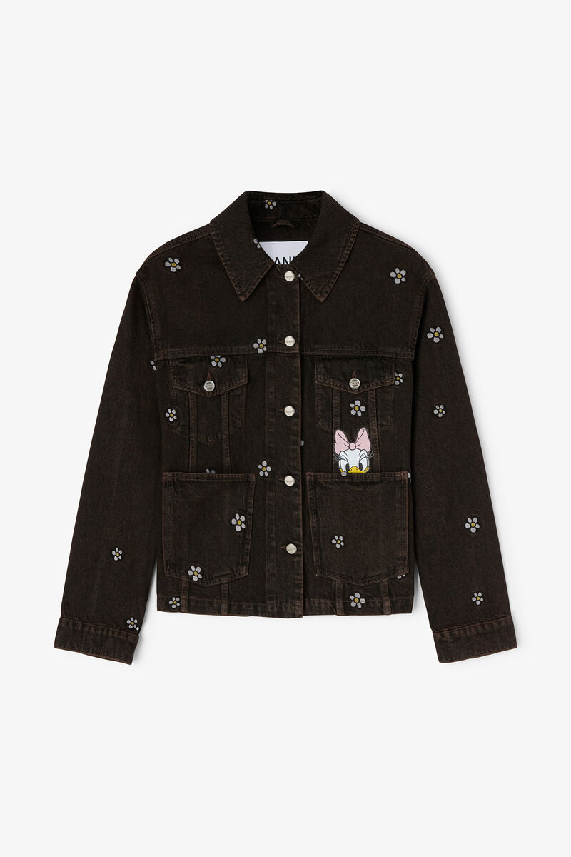 デイジーダックのデニムオーバーサイズジャケット, Organic Cotton, in colour Chicory Coffee - 1 - GANNI