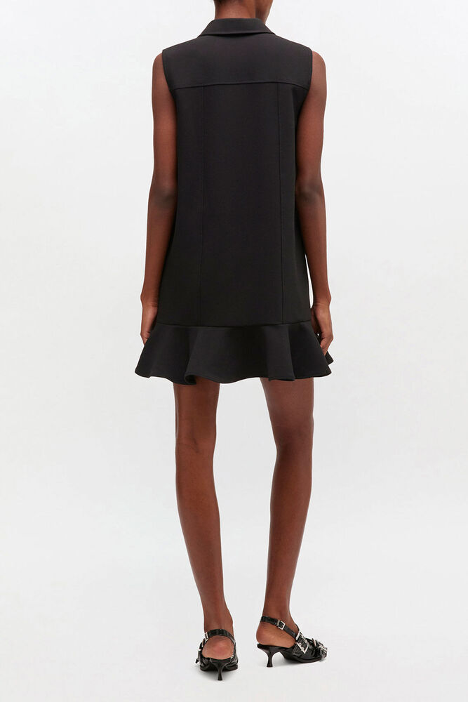 Black Twill Suiting Mini Dress, Black