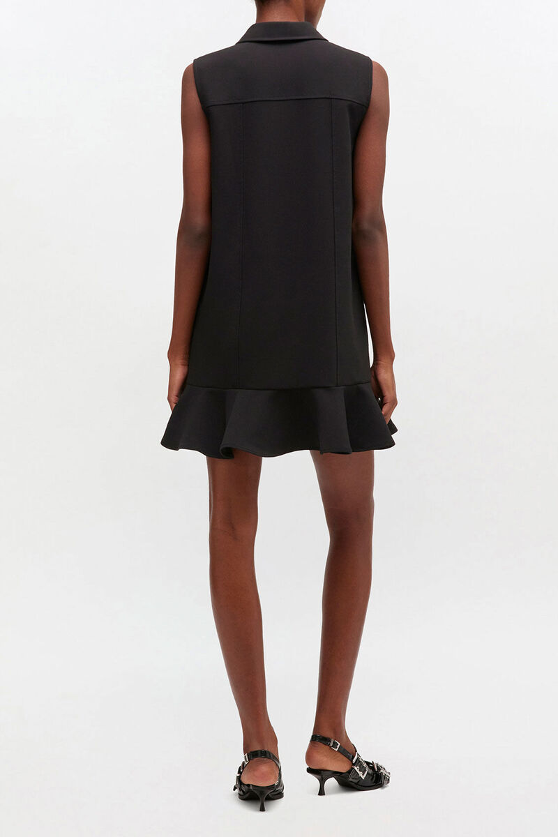 Black Twill Suiting Mini Dress, Recycled Polyester, in colour Black - 2 - GANNI
