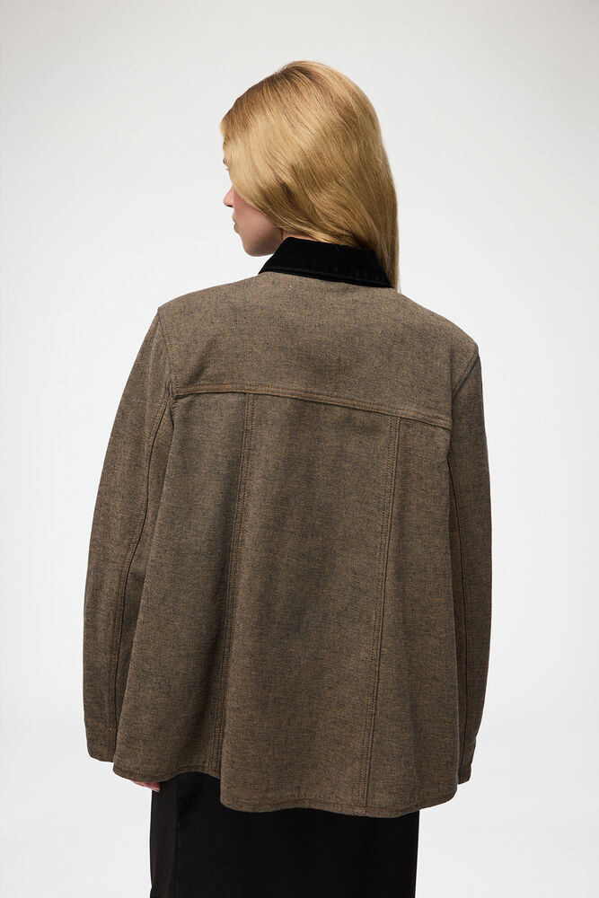 Overshirt aus genopptem Denim, Chicory Coffee