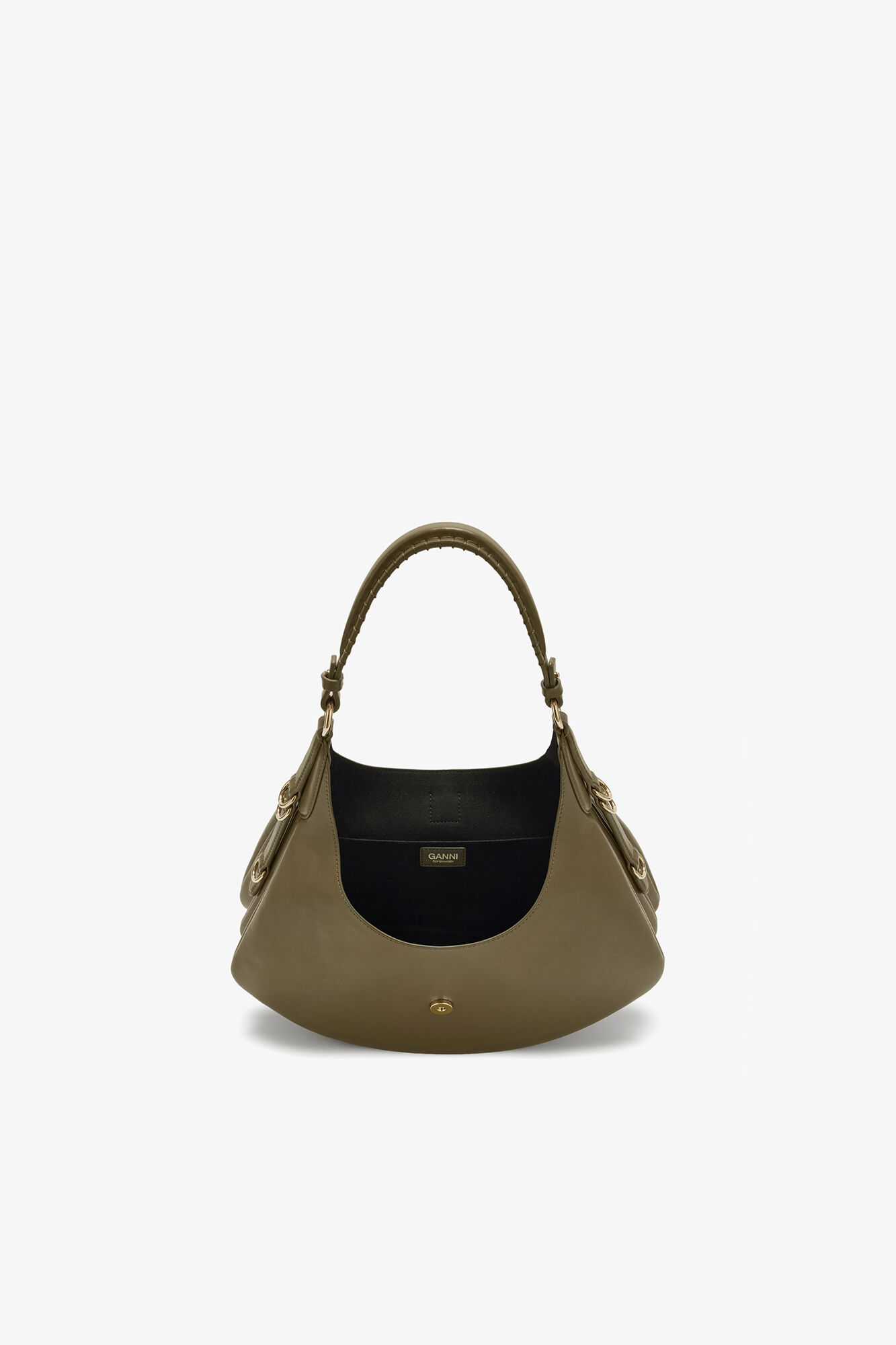 Liten Kat-väska i grönt, Recycled Leather, in colour Military Olive - 3 - GANNI