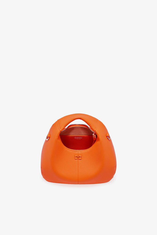 Mini Hobo Bag in Grained Orange, Russet Orange