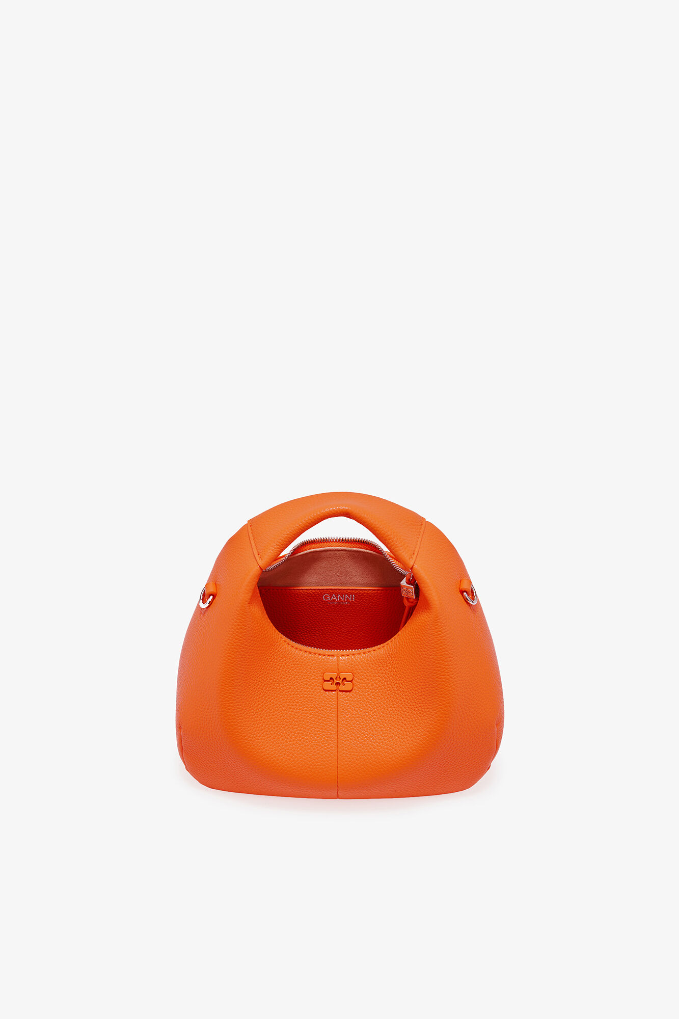 Mini Hobo Bag in Grained Orange, Recycled Polyester, in colour Russet Orange - 3 - GANNI