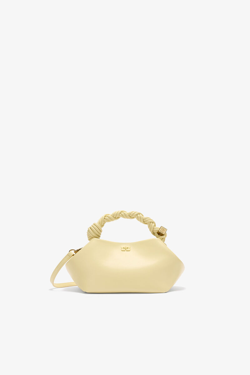 Small Bou Bag in Yellow, Recycled Leather, in colour Yellow Cream - 1 - GANNI