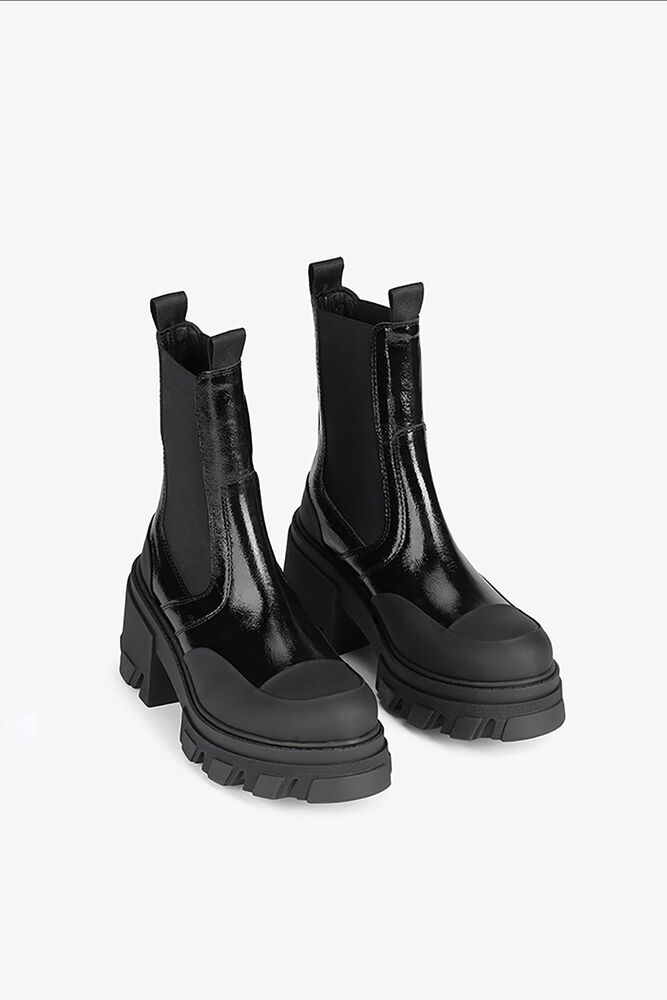 Black Calf Leather Chelsea Boots, Black