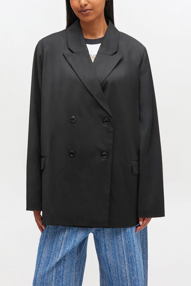 Double-breasted Wool Blazer, Black