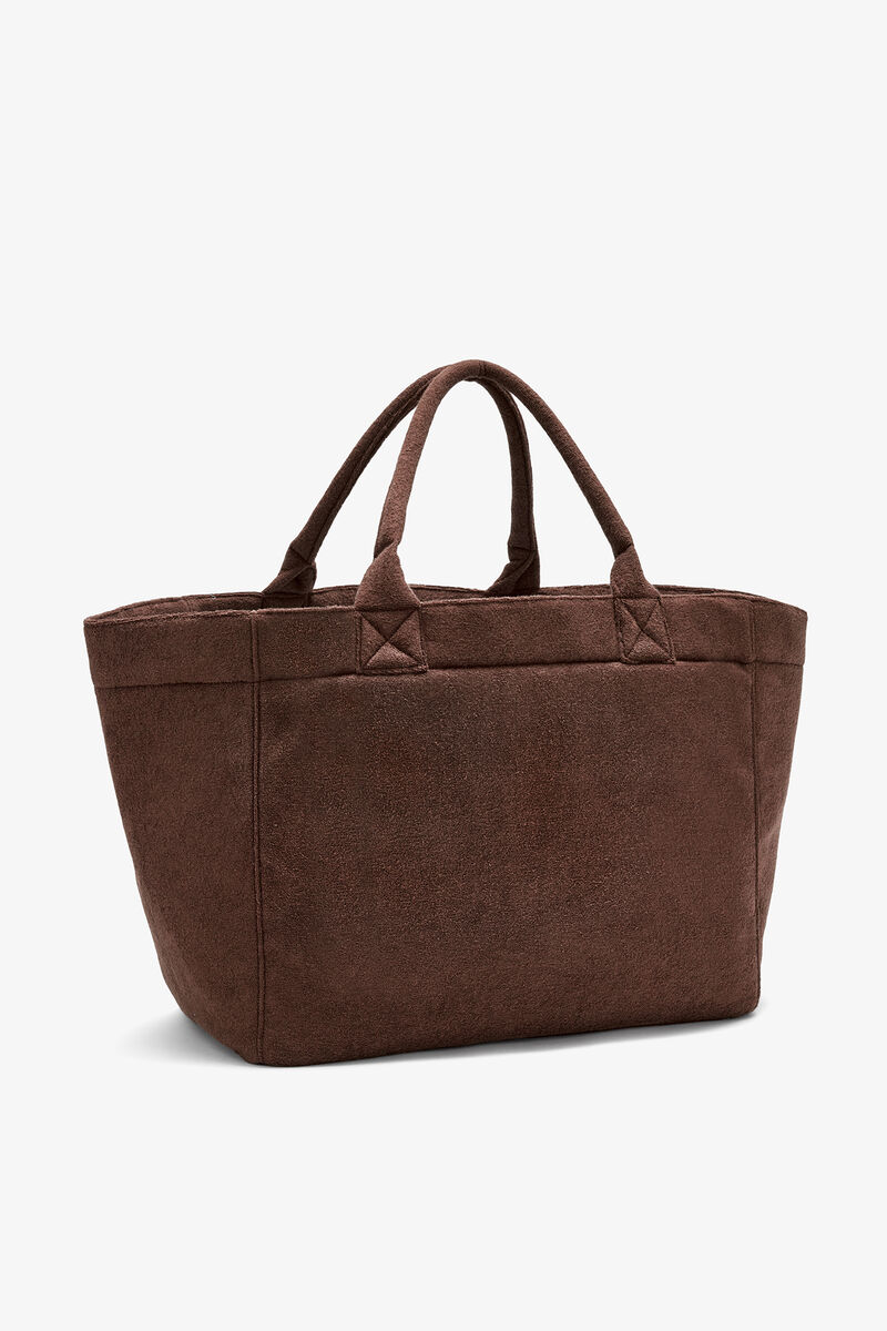 Tote XXL Reversible in Brown, Recycled Cotton, in colour Chicory Coffee - 2 - GANNI