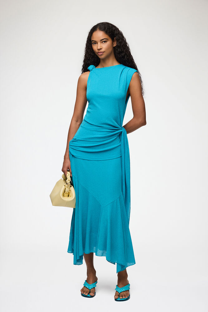 Long Dress in Marl Mesh, River Blue