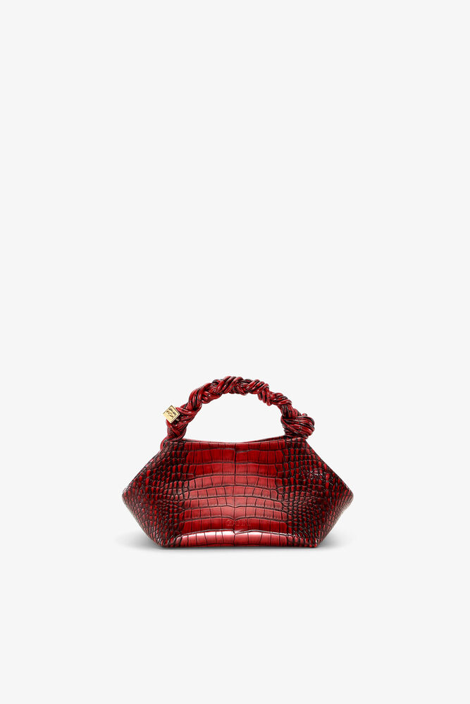 Small Bou Bag in Burgundy Croco, Burgundy