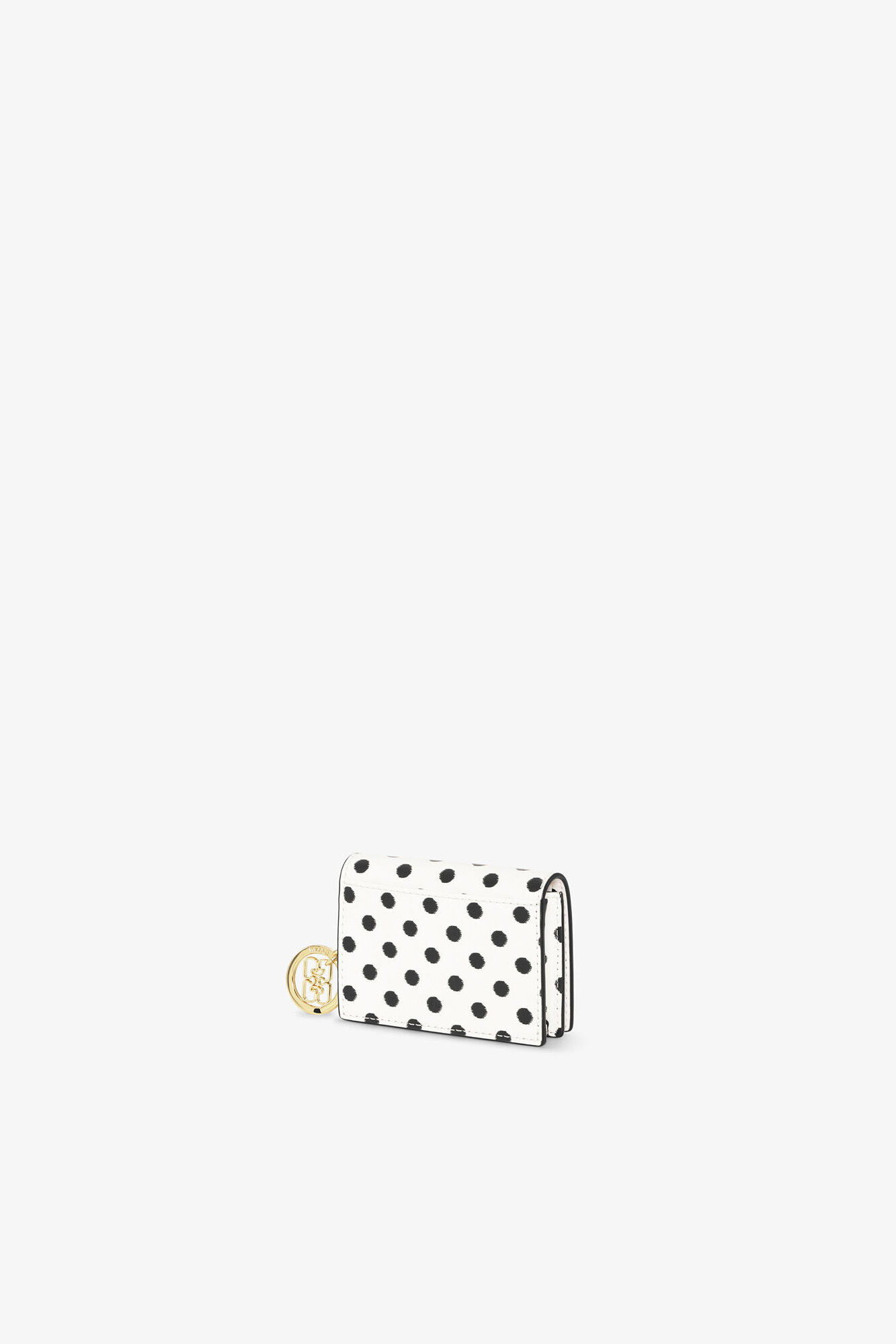 Bou Card Holder with Flap and Dots, Recycled Leather, in colour Egret - 2 - GANNI