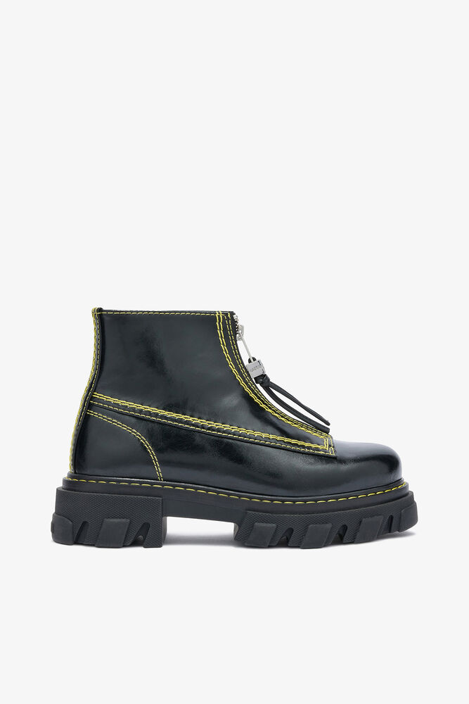 Støvler med cleated sål i sort, Black
