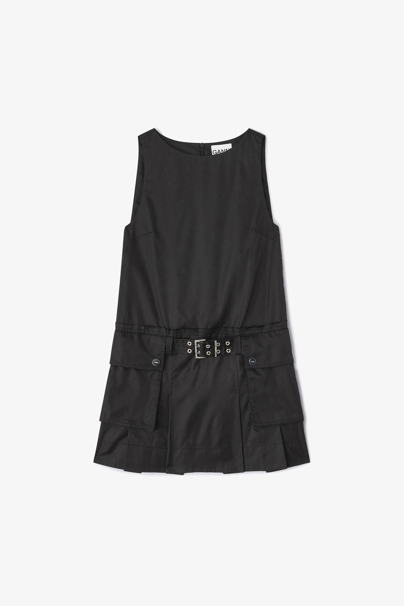 Duchesse Nylon Mini Dress, Recycled Polyamide, in colour Black - 1 - GANNI