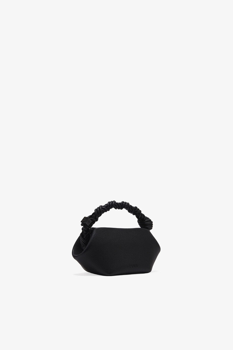 Mini Bou Bag in Grained Black, Recycled Polyester, in colour Black - 2 - GANNI