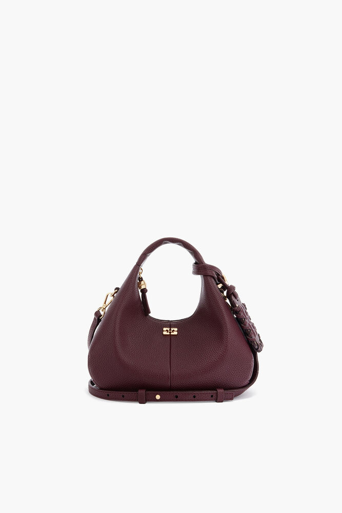 Mini Hobo Bag in Grained Burgundy, Port Royale