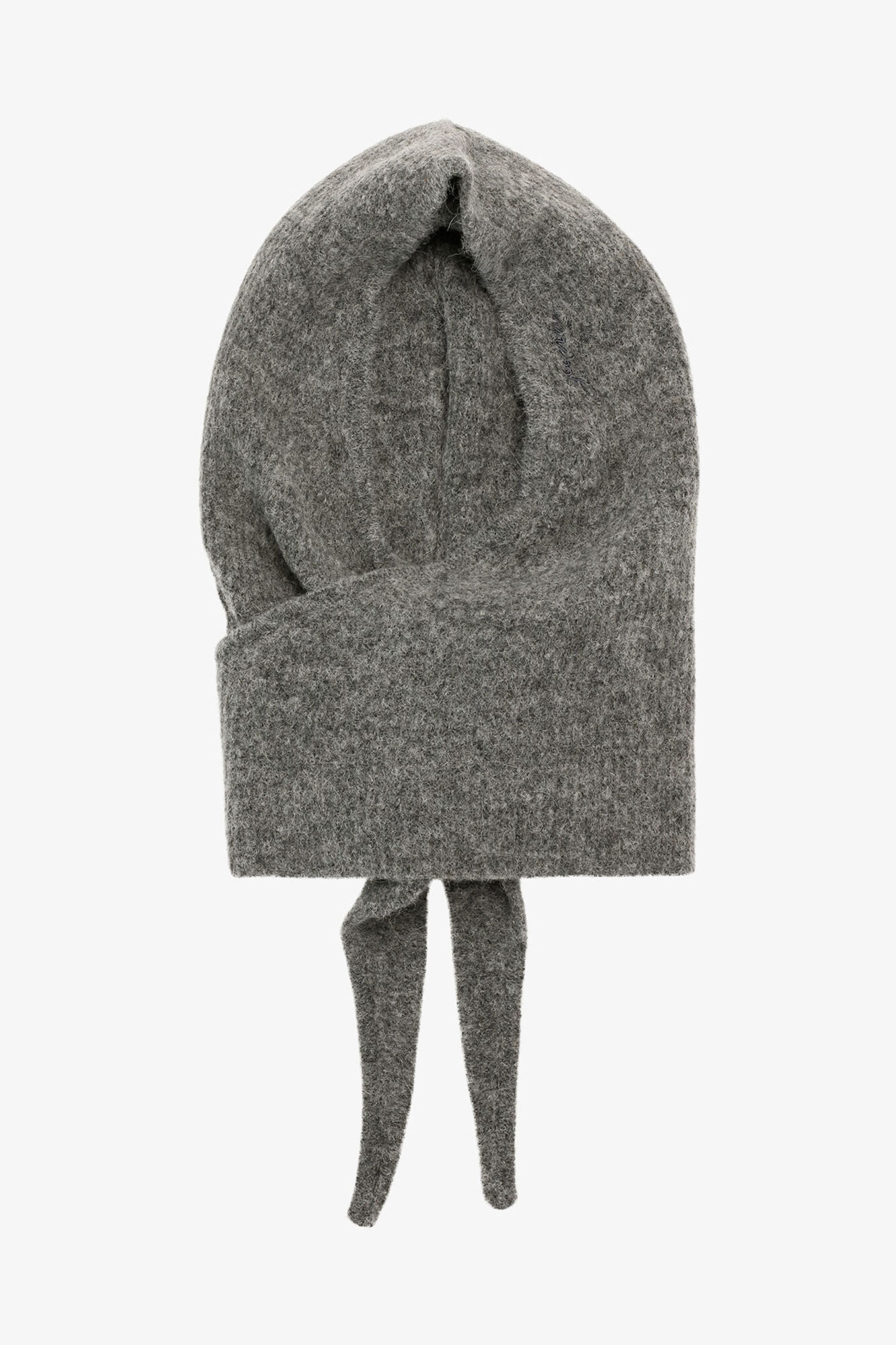 Balaclava in Grey Soft Wool, Alpaca, in colour Paloma Melange - 1 - GANNI