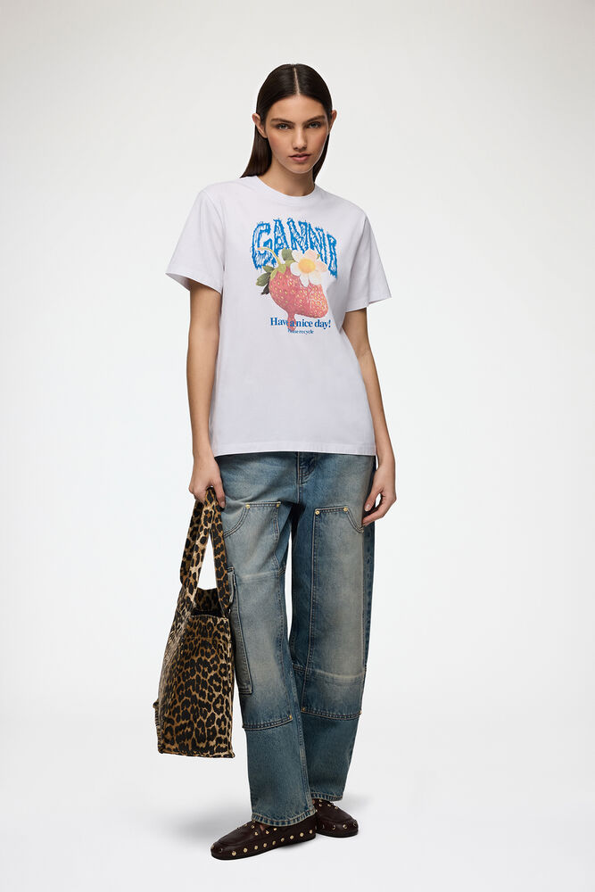T-shirt with Strawberry, Bright White