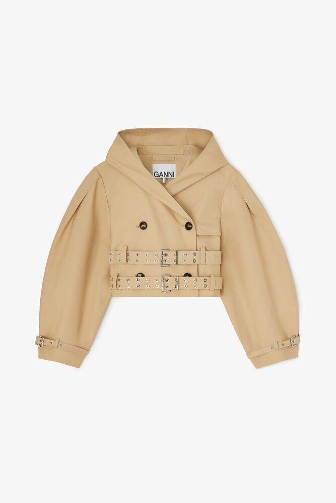 Trench Jacket in Double Cotton, Warm Sand