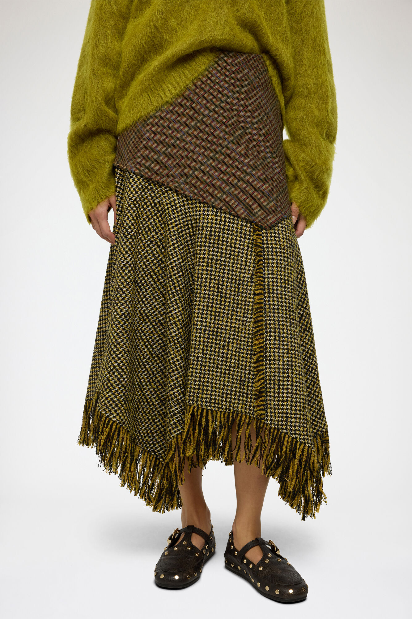 Skirt in Patchwork Check, Acrylic, in colour Multicolour - 2 - GANNI
