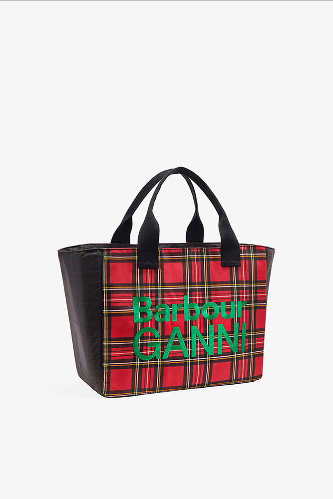 Tote in Red Tartan, Dark Green