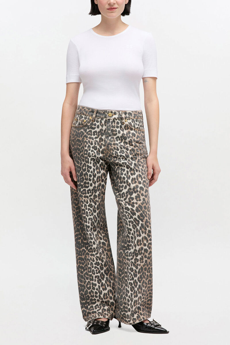 Izey Jeans in Leopard, Organic Cotton, in colour Leopard - 2 - GANNI
