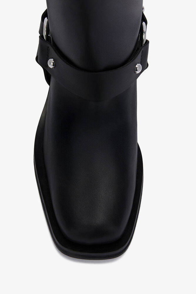 Mid Shaft Biker Boot in Black, Black