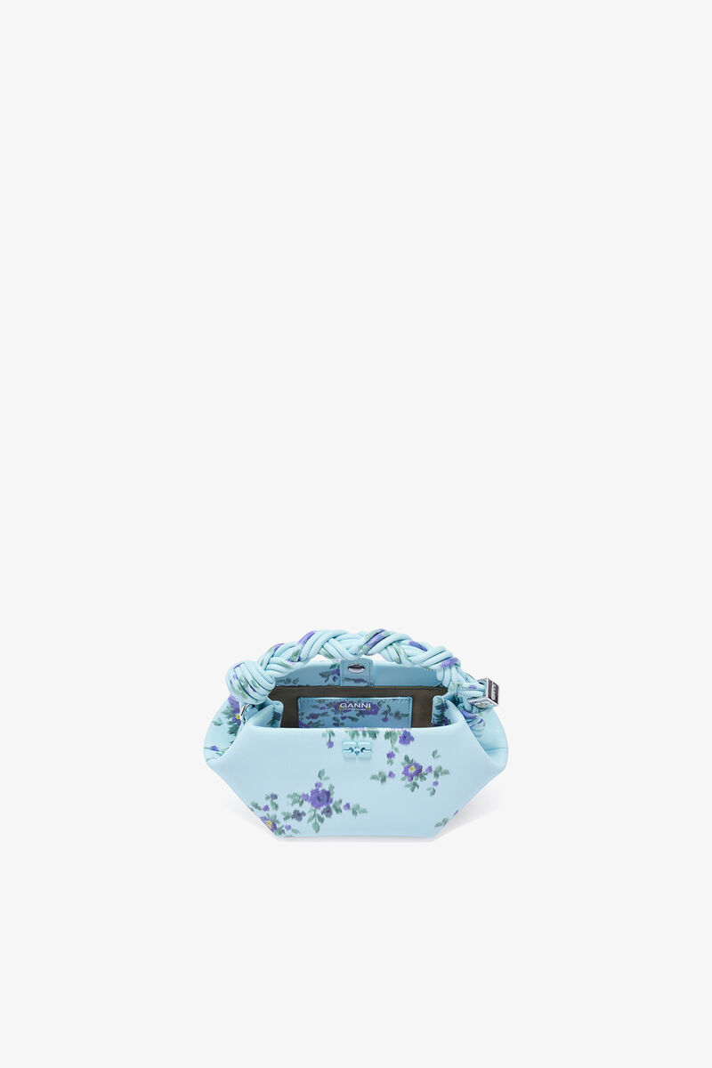 Mini Bou Bag in Printed Blue, Recycled Leather, in colour Iced Aqua - 3 - GANNI