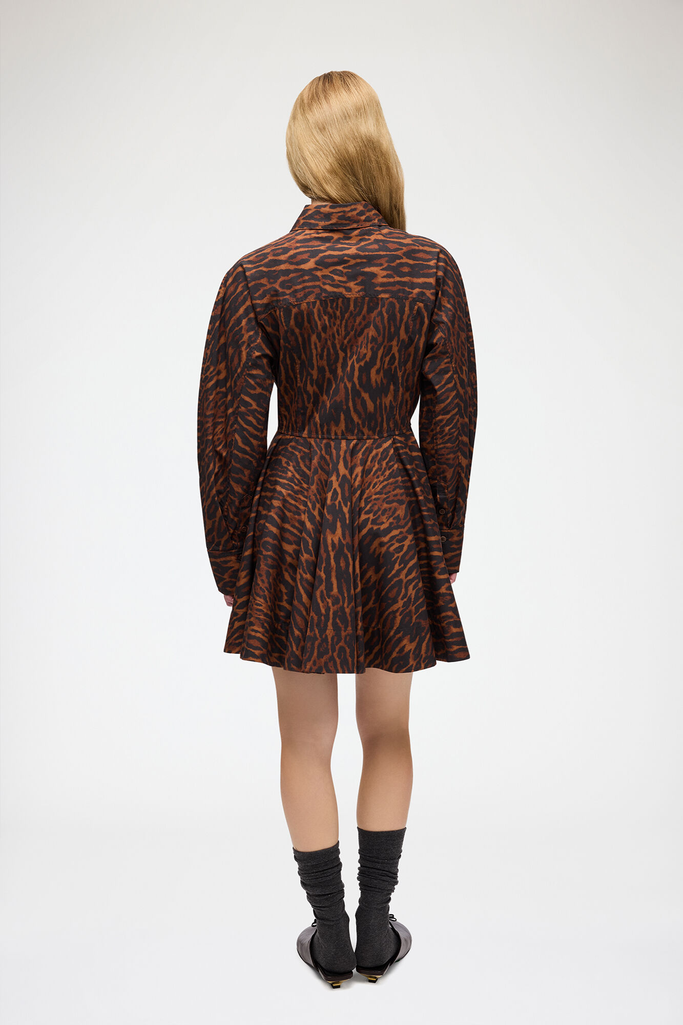 Kleid in rotem Farbverlauf und Leopard, Organic Cotton, in colour Rawhide - 2 - GANNI