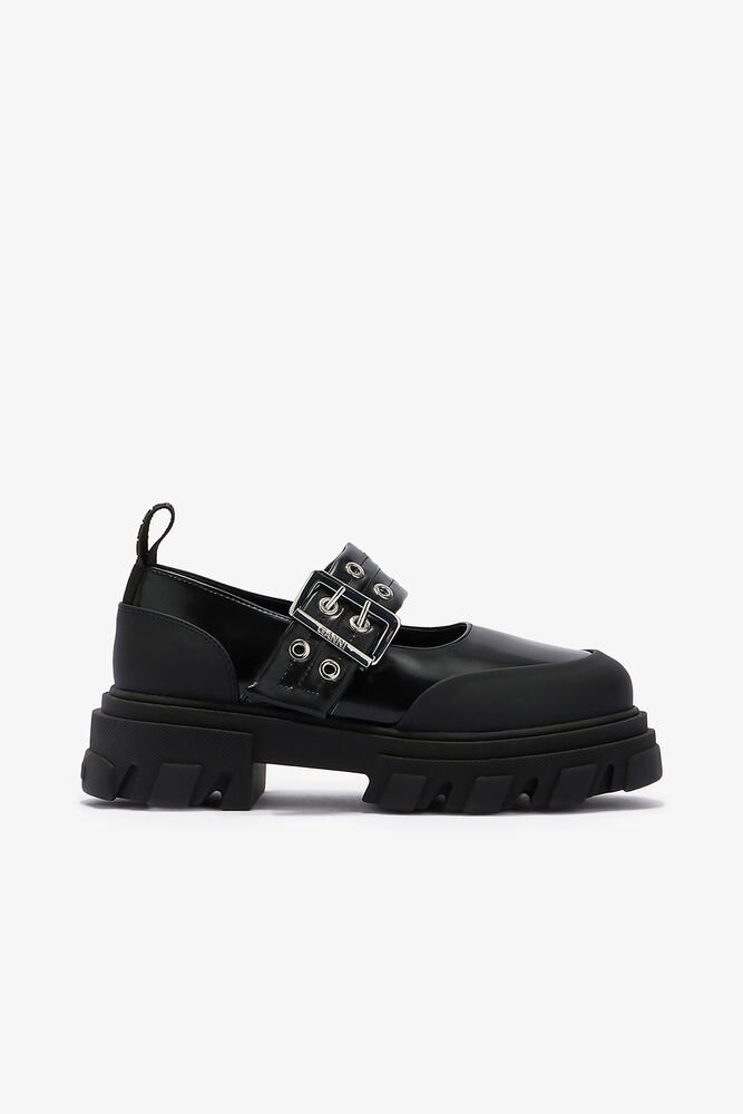 Cleated Ballerina in Black, Black