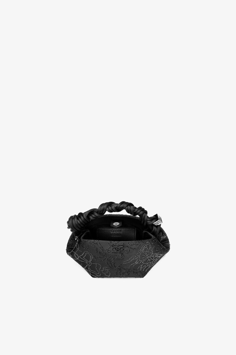 Mini Bou Bag in Black Rhinestone , Recycled Polyester, in colour Black - 4 - GANNI