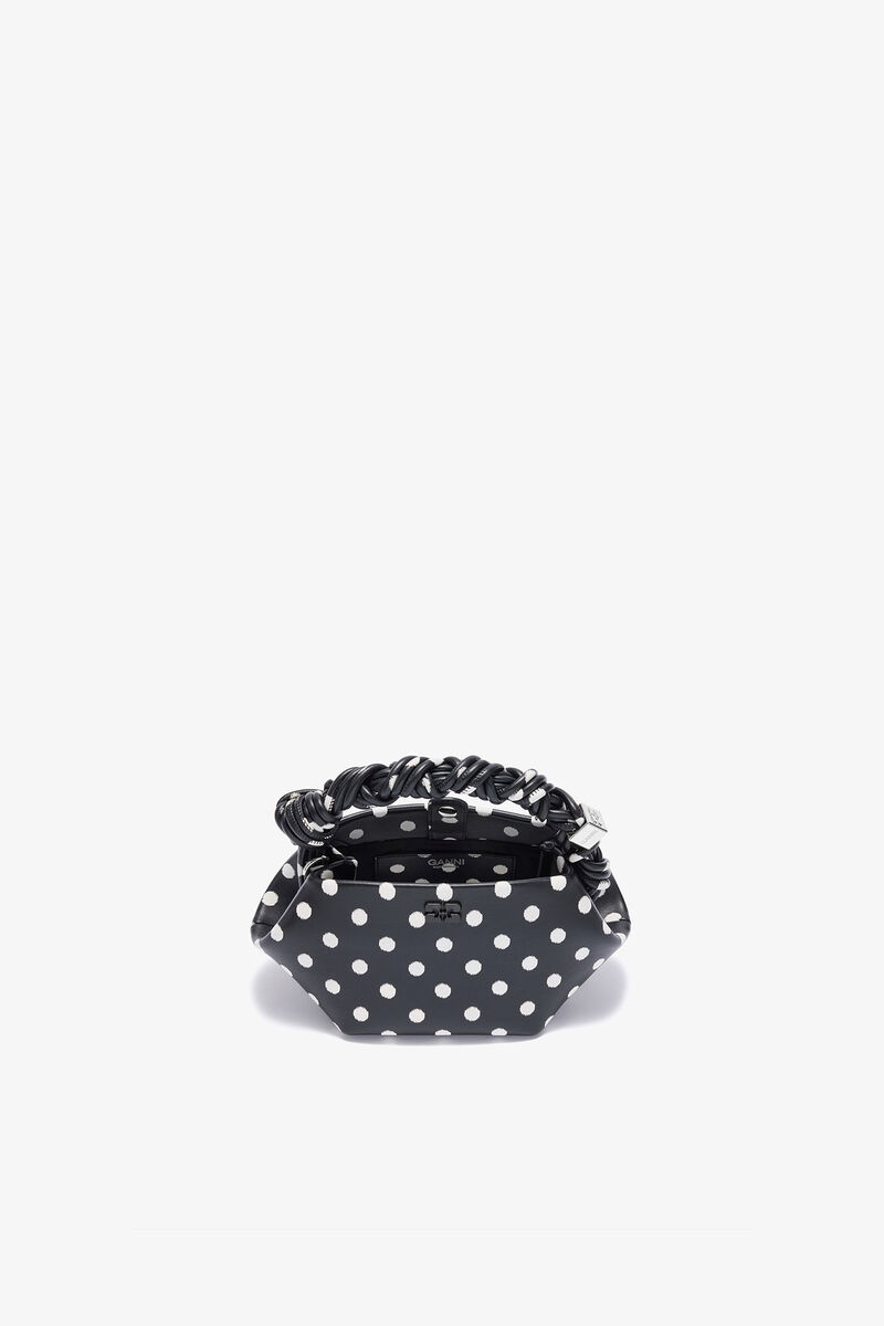 Mini Bou Bag in Polka-Dot, Recycled Leather, in colour Black - 3 - GANNI