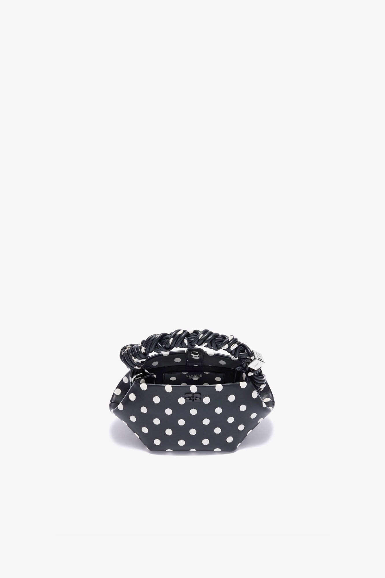 Mini Bou Bag in Polka-Dot, Recycled Leather, in colour Black - 3 - GANNI