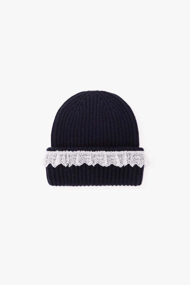 Beanie in Lace Wool, Sky Captain