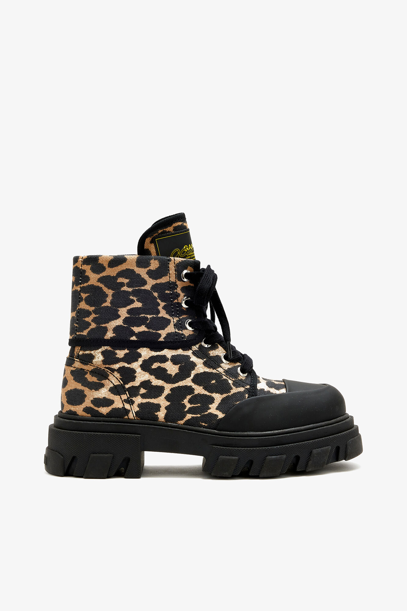 Trail Boots in Leopard Denim, Organic Cotton, in colour Almond Milk - 1 - GANNI