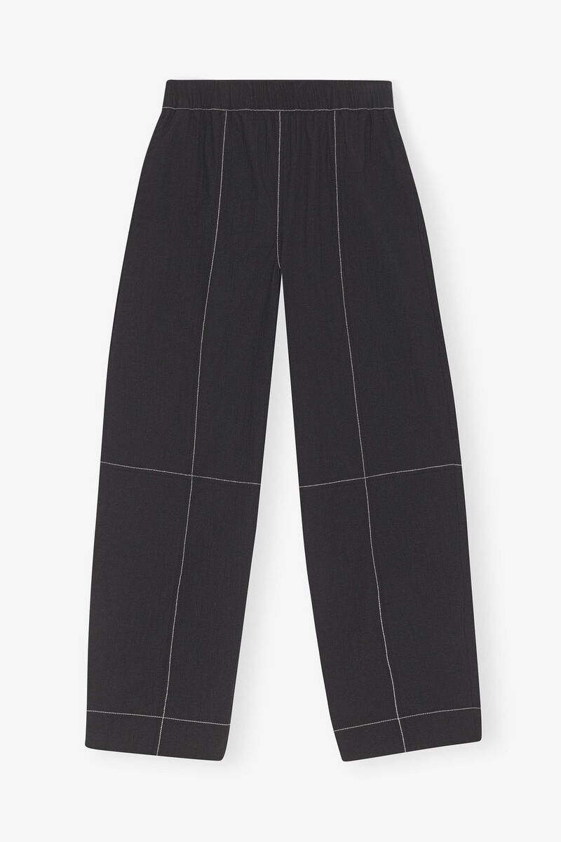 Trousers in Black Elasticated Curve, Cotton, in colour Black - 1 - GANNI