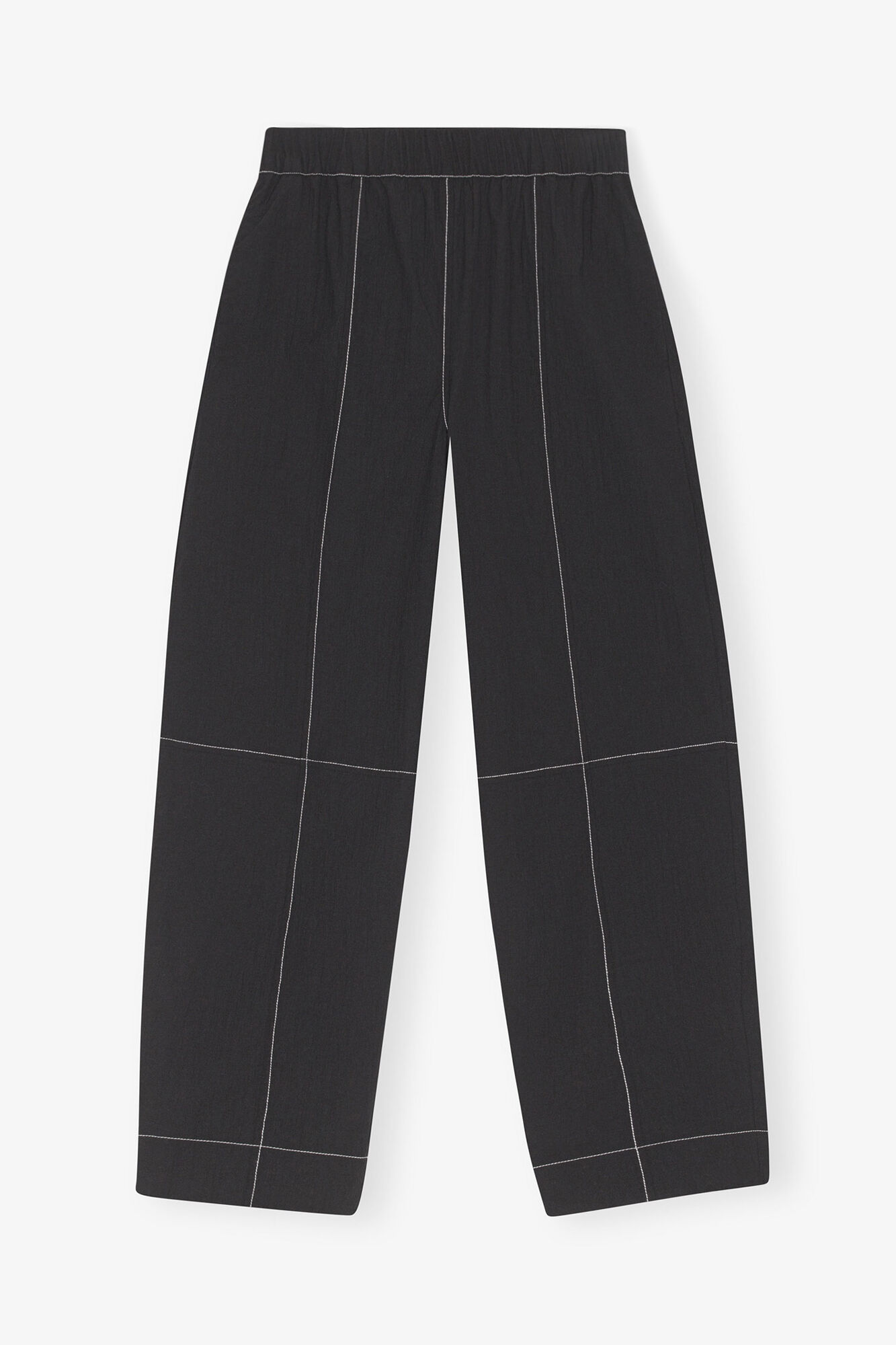 Trousers in Black Elasticated Curve, Cotton, in colour Black - 1 - GANNI