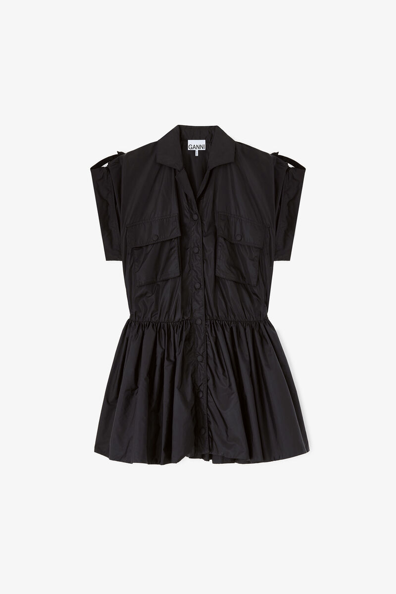 Dress in Black Nylon, Recycled Polyamide, in colour Black - 1 - GANNI