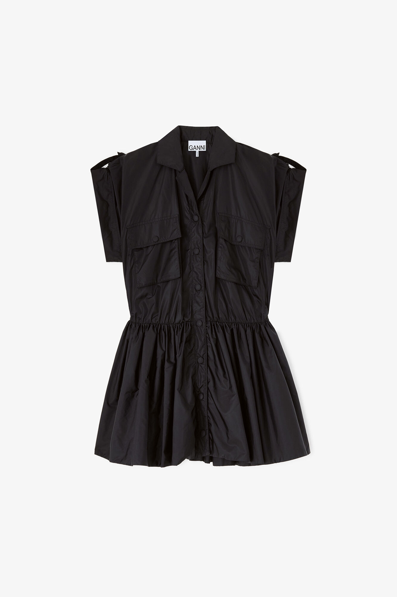 Dress in Black Nylon, Recycled Polyamide, in colour Black - 1 - GANNI