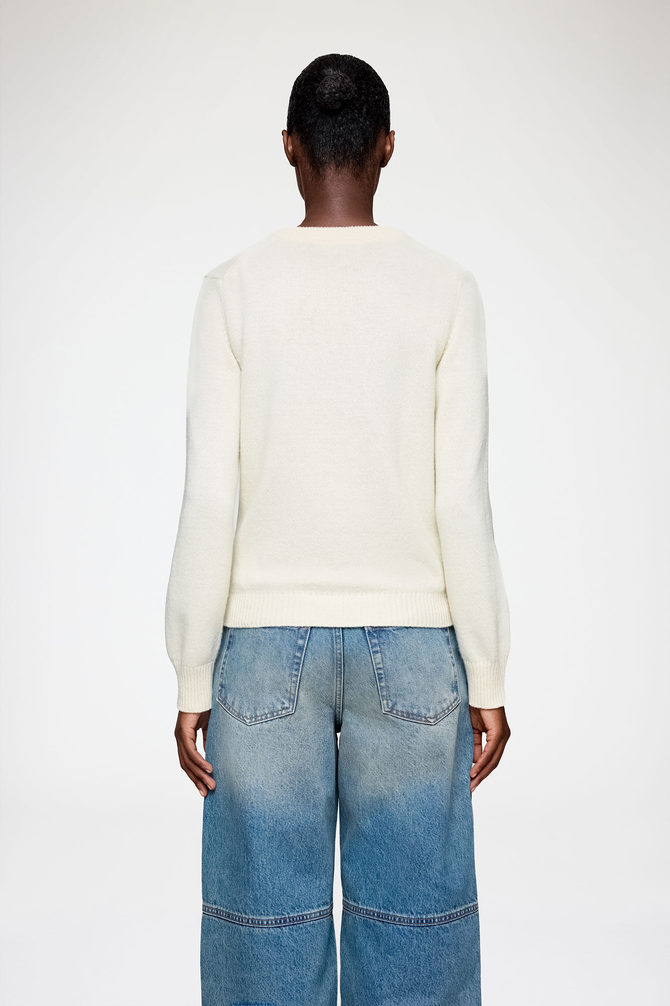 Jumper in Graphic Wool, Wool, in colour Egret - 3 - GANNI