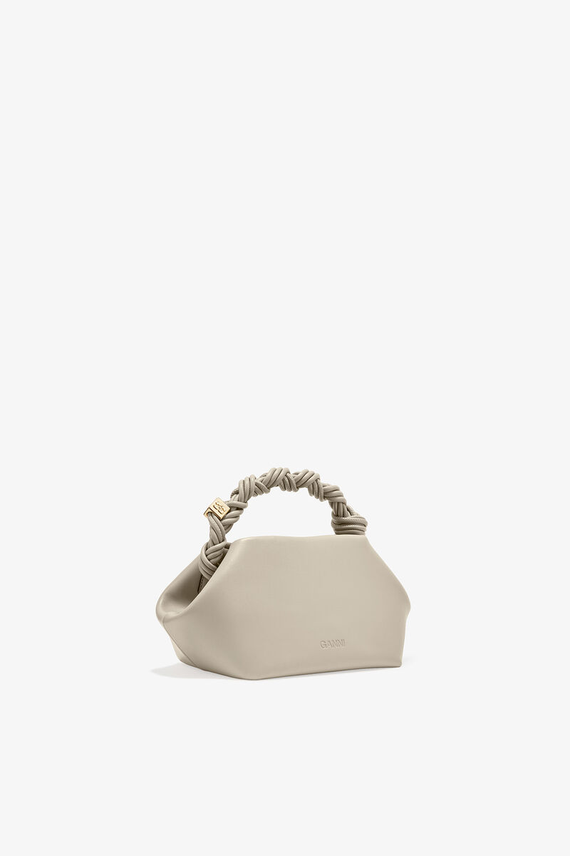 Small Bou Bag in Light Grey , Recycled Leather, in colour Oyster Gray - 2 - GANNI