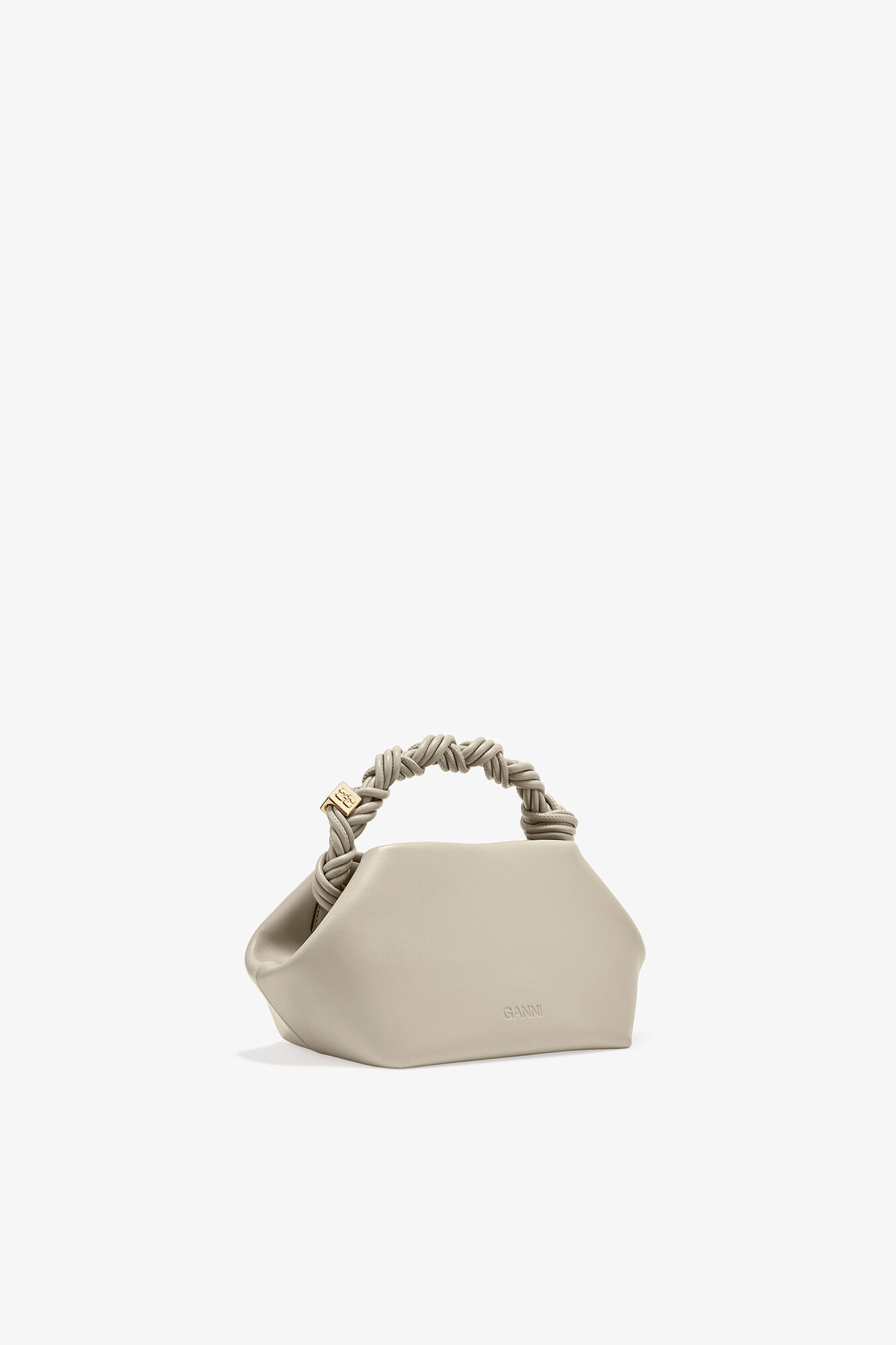 Small Bou Bag in Light Grey , Recycled Leather, in colour Oyster Gray - 2 - GANNI