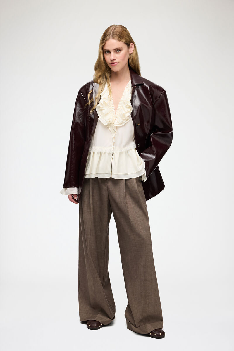 Jacke aus Future-Shine-Stoff, Polyester, in colour Demitasse - 2 - GANNI