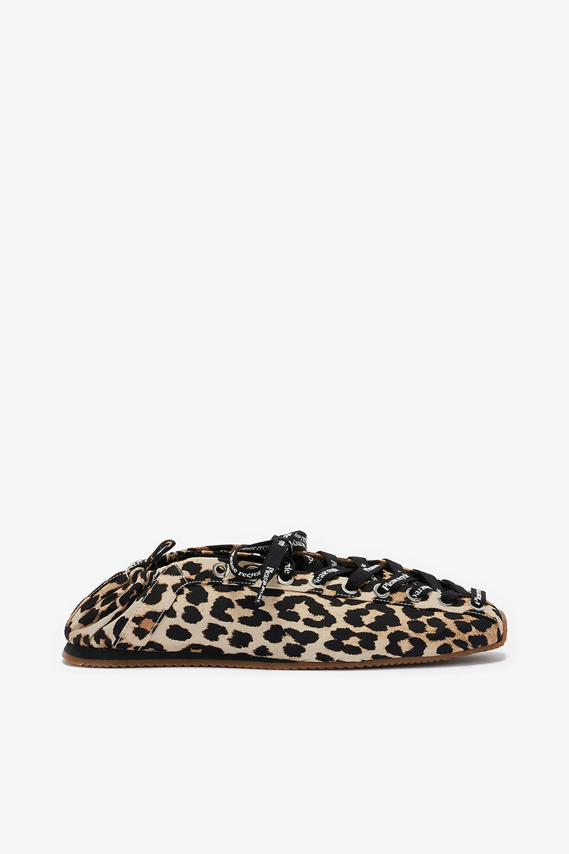 Sporty ballerinasko i leopard, Recycled Polyamide, in colour Leopard - 1 - GANNI