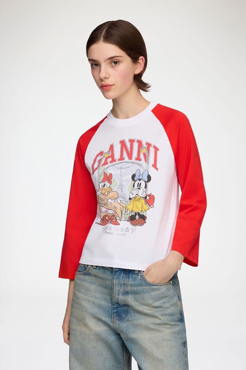 T-shirt with Minnie Mouse & Daisy Duck, Organic Cotton, in colour Bright White - 1 - GANNI
