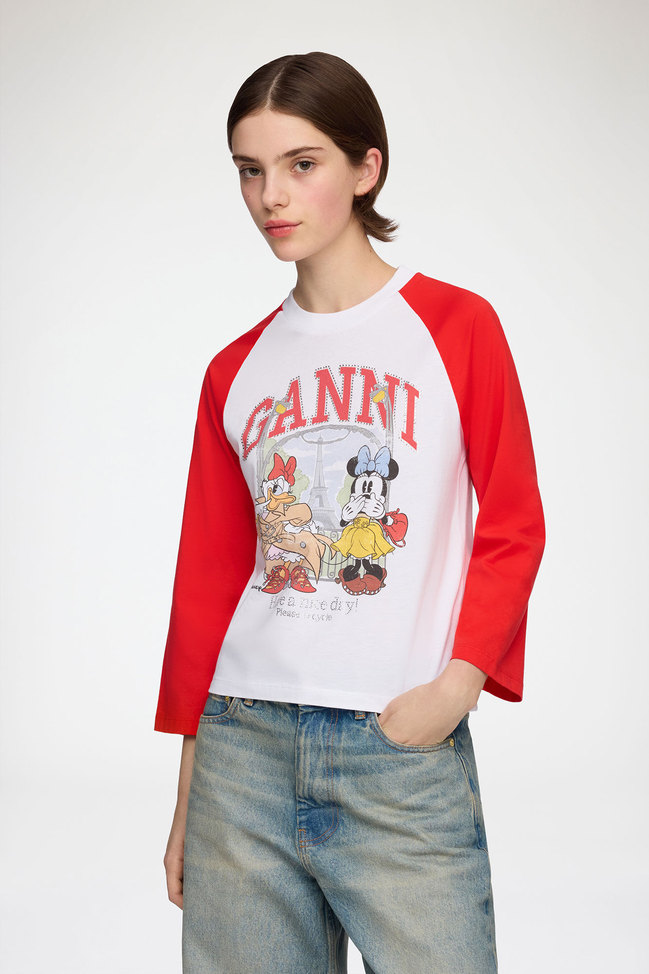 T-shirt with Minnie Mouse & Daisy Duck, Organic Cotton, in colour Bright White - 1 - GANNI