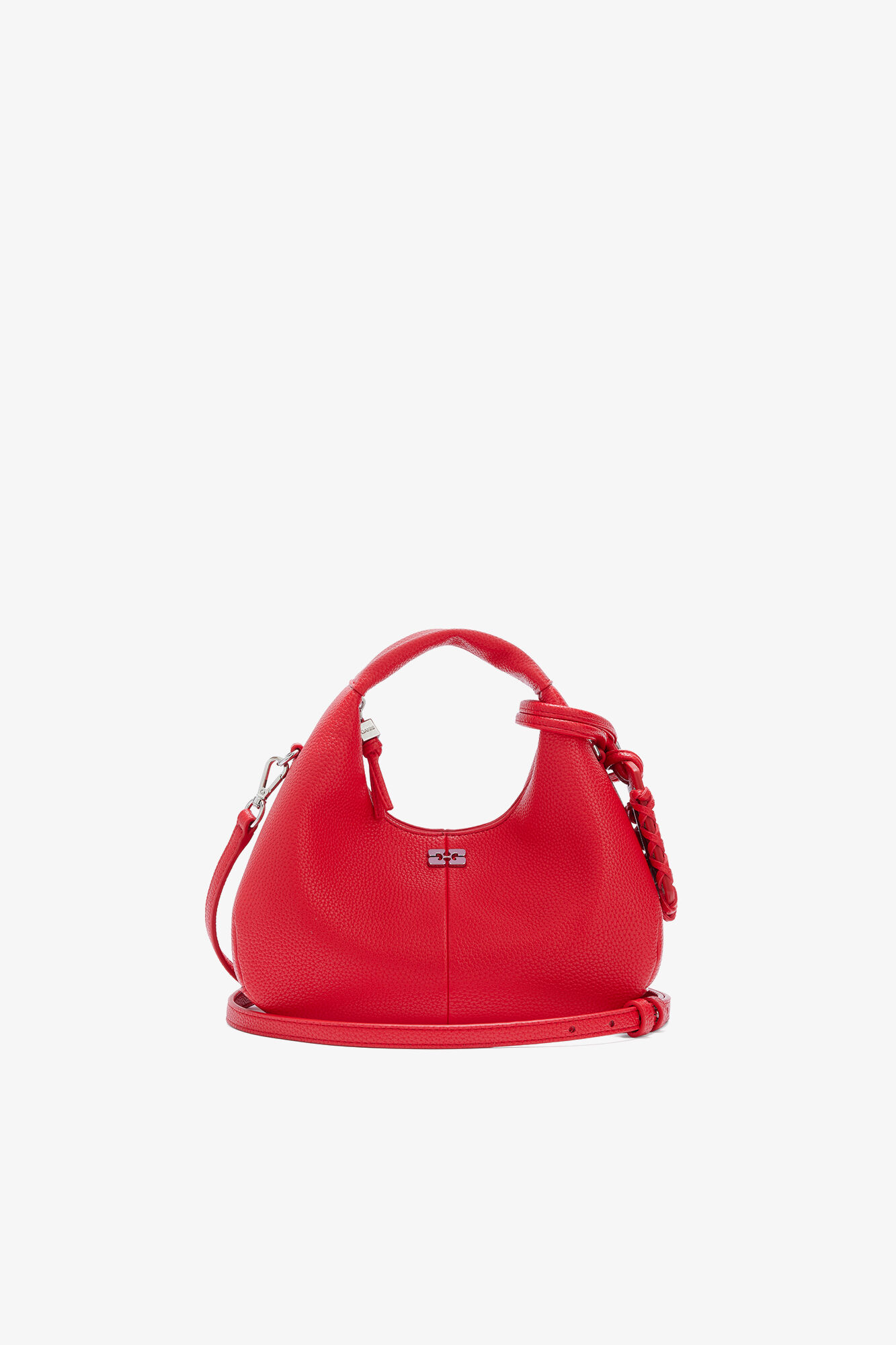 Mini Hobo Bag in Grained Red, Recycled Polyester, in colour Goji Berry - 1 - GANNI