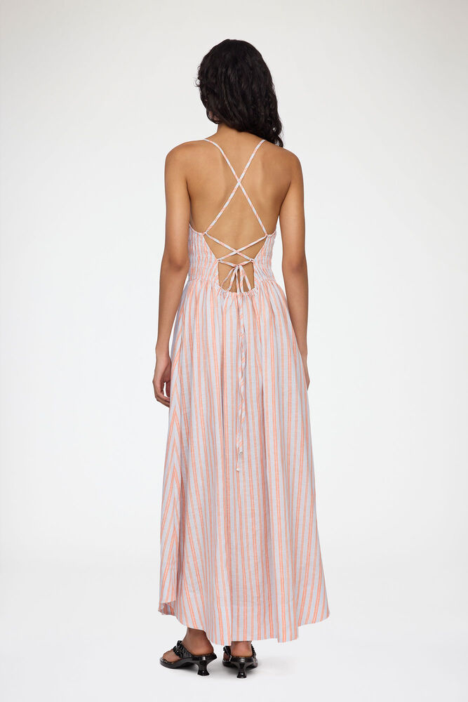 Dress in Striped Linen, Cantaloupe