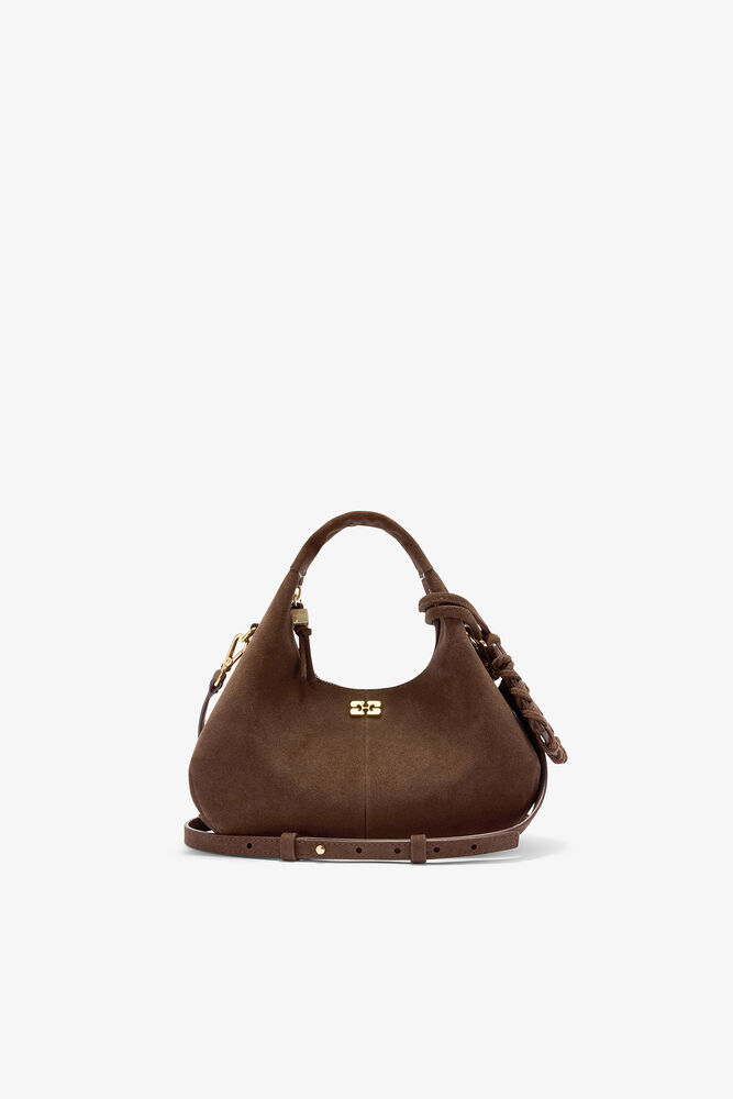 Mini-Hobo-Tasche aus braunem Wildleder, Chicory Coffee